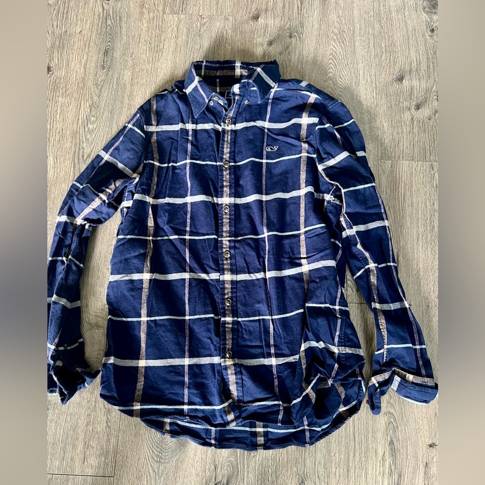 Vineyard Vines Men’s Plaid Button-Down Shirt Navy/White M​